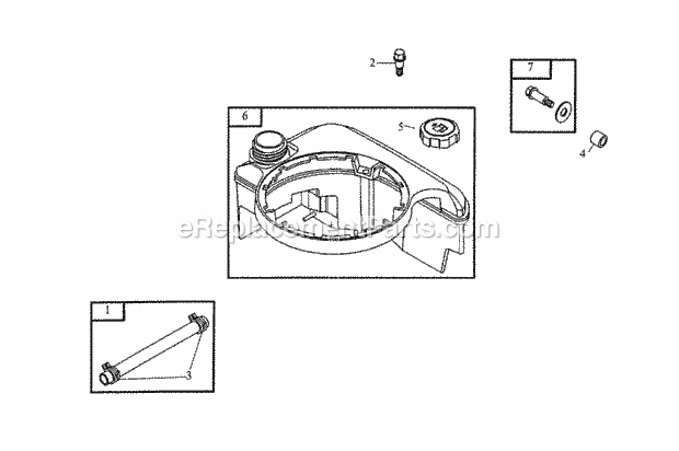 6hp Fuel Tank Diagram and Parts List for 2200H (26A-024-100, 2200H) (2001) Cub Cadet Engine